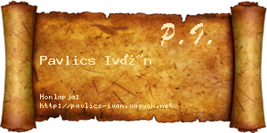 Pavlics Iván névjegykártya
