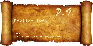 Pavlics Iván névjegykártya